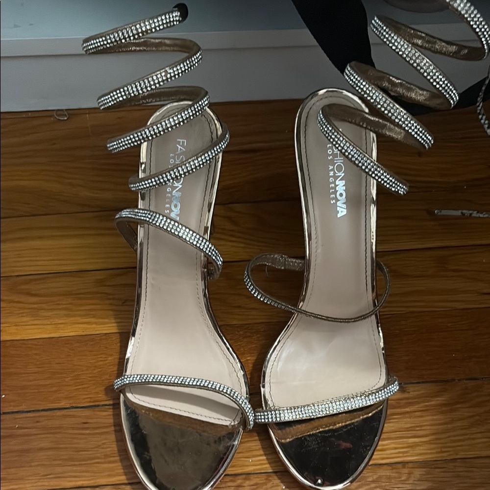 Fashion Nova Gold Strappy Heels